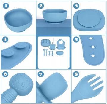 СИЛИКОНОВАЯ ПОСУДА ДЛЯ МЛАДЕНЦЕВ, МАЛЕНЬКИХ ДЕТЕЙ, С ПРИСОСАМИ, БОЛЬШОЙ НАБОР