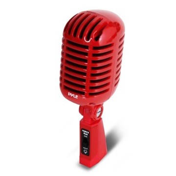 KLASYCZNY RETRO MIKROFON WOKALNY DYNAMICZNY CZERWONY XLR