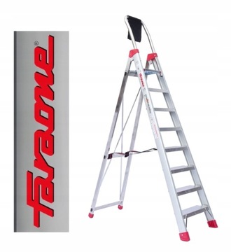 Drabina aluminiowa Faraone Domus 10 stopniowa, stopnie 13cm szerokości, PRO