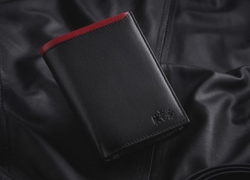 Portfel męski skórzany pionowy czarny elegancki ochrona kart RFID ZAGATTO