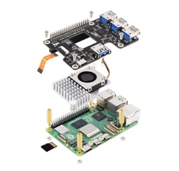 USB 3.2 PCIe удлинитель для Raspberry Pi 5, PCIe HUB для 4 x USB