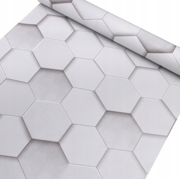 Tapeta biała hexagon 3d samoprzylepna romby biel 9171