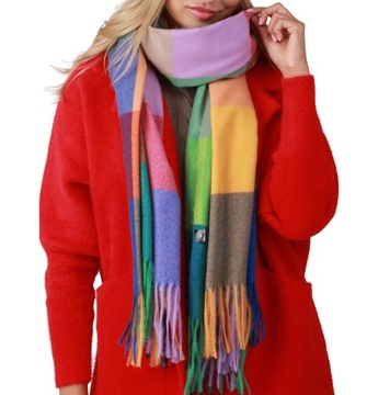 Яркий клетчатый шарф, КРАСИВЫЙ БОЛЬШОЙ ШАРФ, МОДНЫЙ ЖЕНСКИЙ ШАРФ, ПОДАРОК ​​WZ8