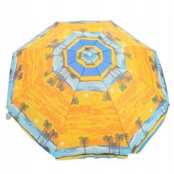 PARASOL OGRODOWY PLAŻOWY BALKONOWY ŁAMANY 220 cm POMARAŃCZOWO - NIEBIESKI