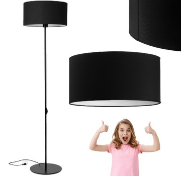 LAMPA STOJĄCA PODŁOGOWA ABAŻUR CZARNY TKANINA LOFT LED