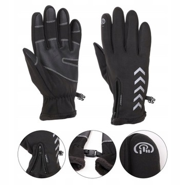 RĘKAWICZKI MĘSKIE ZIMOWE DOTYKOWE SAMOCHODOWE CZARNE CIEPŁE NA ROWER MORAJ