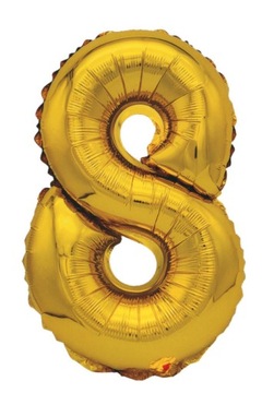 Balon foliowy cyfra ZŁOTA 8 ÓSEMKA OSIEM hel 100cm