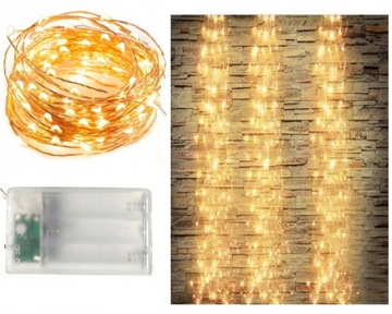 LAMPKI DRUCIKI 280 LED BIAŁE CIEPŁE ŚWIATŁO KURTYNA 14 RAMION CHOINKOWE MTA