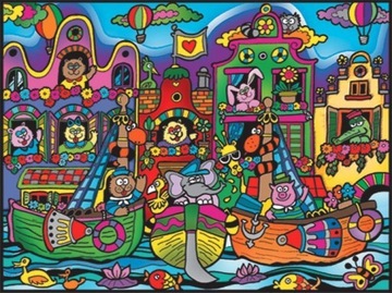 Kolorowanka welwetowa 47x35 łódki domki