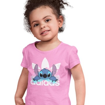 T-SHIRT KOSZULKA DZIECIĘCA BAWEŁNIANA RÓŻOWA Z BAJKI LILO I STITCH 128 134