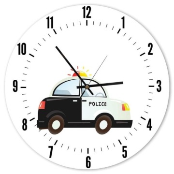 ZEGAR ścienny OKRĄGŁY FotoObraz 80cm Mały radiowóz
