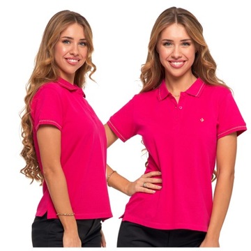 KOSZULKA DAMSKA POLO T-SHIRT BAWEŁNA ELEGANCKA KOBIECA MODNA MORAJ M RÓŻOWA