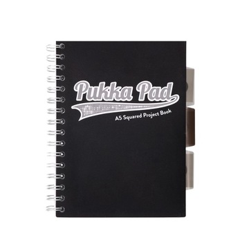 Kołozeszyt w kratkę A5 czarny z przekładkami Pukka Pad Project Black
