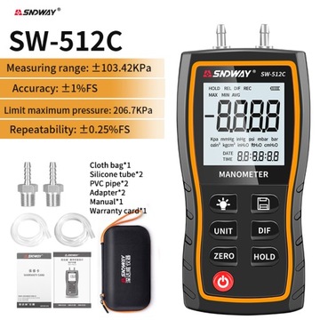 Styl SW-512C Cyfrowy manometr SNDWAY serii S manom