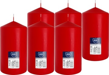 6X CZERWONA DUŻA Świeca walec bezzapachowa ŚWIECZKA PARAFINOWA 15CM 66H