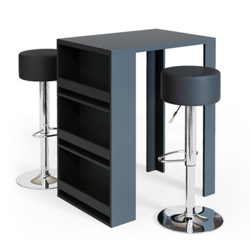 STÓŁ BAROWY 80 CM ANTRACYT Z 2 STOŁKAMI VICCO