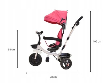 TRIKE BIKE 6in1 WALKER ВРАЩАЮЩИЕСЯ РЕМНИ БЕЗОПАСНОСТИ РОЗОВЫЕ