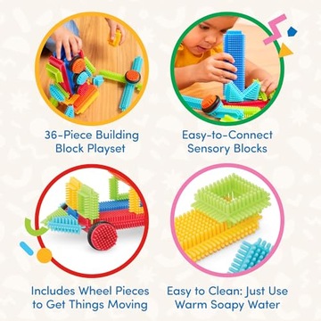 Bristle Blocks BR3115Z Interlocking Building Blocks - 36Pc Playset - STEM S