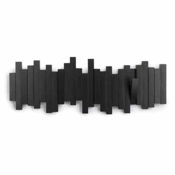 Wieszak z 5 chowanymi uchwytami 49x18cm czarny multi hook STICKS Umbra
