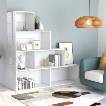 vidaXL Книжный шкаф/перегородка глянцевый белый 155x24x160 см