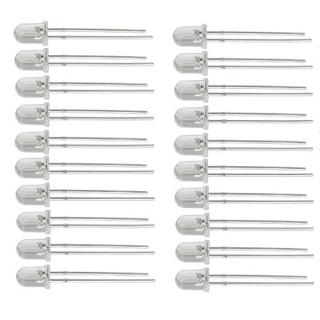 dioda LED 3 mm fi3mm z drutami do lutowania 12v biała zimna 20 szt
