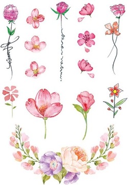 Наклейка Временная сильная татуировка Цветы TM56