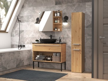 ШКАФ ДЛЯ ВАННОЙ СТОЛБ NEL IV КОРЗИНА, ДУБ ARTISAN