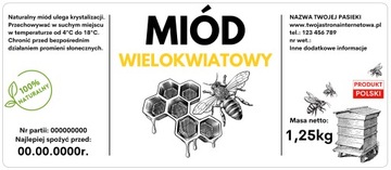 Etykiety na MIÓD Spersonalizowane Twój Tekst