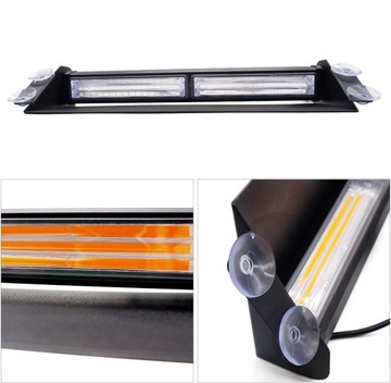 Stroboskop COB pomarańczowy 12V na szybę 6 LED