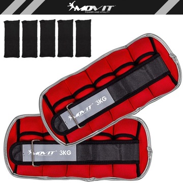 КРАСНЫЕ РЕГУЛИРУЕМЫЕ ГИРЯ 2x 3 КГ ДЛЯ РУК И НОГ
