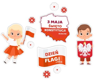 DEKORACJA PATRIOTYCZNA - ŚWIĘTO KONSTYTUCJI DZIEŃ FLAGI (10 ELEMENTÓW)