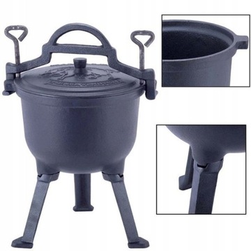 ОХОТНИЧИЙ КОЛДЕЛ ЧУГУННЫЙ ГОРШОК 4Л КАМИЛЛА для костра