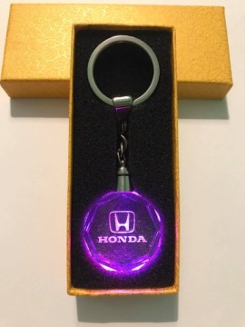 Светодиодный 3D-хрустальный светящийся брелок для ключей от машины с логотипом Honda