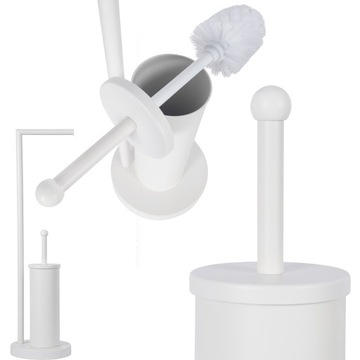 BIAŁY STOJAK NA PAPIER TOALETOWY + SZCZOTKA DO WC WYTRZYMAŁE STABILNE