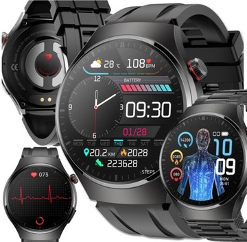 2 PASKI PREMIUM MODEL 2024 SMARTWATCH CIŚNIENIOMIERZ EKG GLUKOZA HRV CZARNY