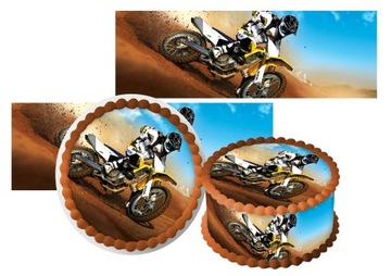 ZESTAW OPŁATEK NA TORT + 2 BOKI + NAPIS - MOTOR