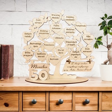 ПЕРСОНАЛИЗИРОВАННЫЙ ПОДАРОК ​​НА ДЕНЬ РОЖДЕНИЯ 18-99 ГРАВИРОВКА ДЕРЕВО - ПОЛЬСКАЯ РУЧНАЯ РАБОТА