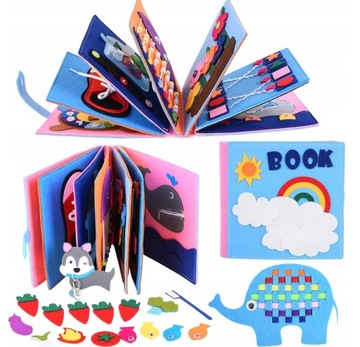КНИГА из Войлока РАЗВИВАЮЩАЯ КНИГА ИГРУШКИ ДЛЯ ДЕТЕЙ 12 ТЕМ