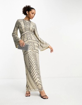 Asos Design NG3 blr beżowa sukienka zdobienie XL