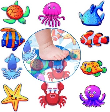 10 шт. водонепроницаемые противоскользящие наклейки для ванны с морскими животными