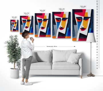 Картина на холсте гостиная спальня абстрактное лицо красочное ABST00013 60x90