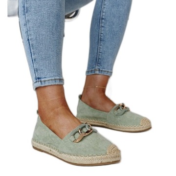 Zielone Skóra ekologiczna Buty Espadryle r.37