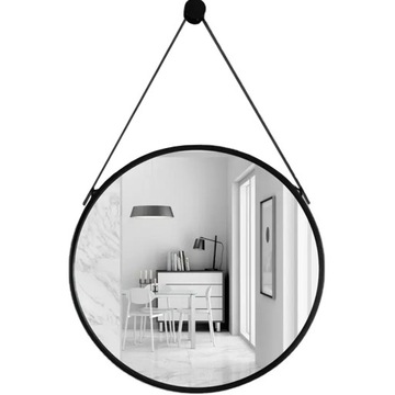 NOWOCZESNE LUSTRO WISZĄCE NA PASKU OKRĄGŁE ŁAZIENKOWE SALON SYPIALNIA 50CM