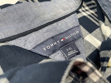 Bawełniana koszula damska granatowa w kratę Tommy Hilfiger r. L