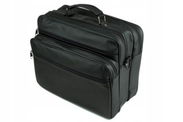 Большая мужская кожаная сумка-мессенджер с двойным отделением