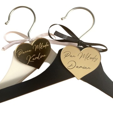 WIESZAKI ŚLUBNE PANNA MŁODA PAN MŁODY ZŁOTY NAPIS + IMIONA W SERDUSZKU