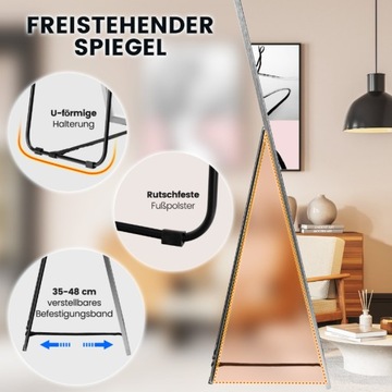 Зеркало стоячее или подвесное, серебряная рама, 160 x 40 см COSTWAY