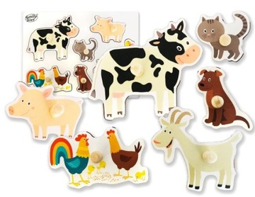 SMILY PLAY Drewniana układanka farma Montessori puzzle dla dzieci
