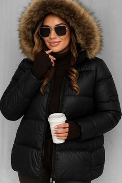 КУРТКА СТЕГАНАЯ, КАПЮШОН, СЪЕМНЫЙ МЕХ, КОРИЧНЕВЫЙ M P8