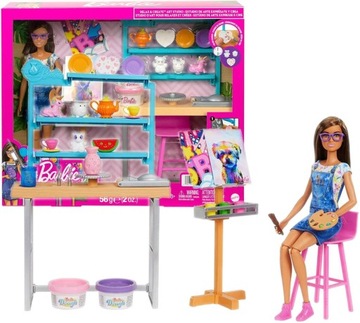 BARBIE LALKA + ZESTAW PRACOWNIA ARTYSTYCZNA HCM85